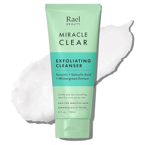 Rael Face Wash, Miracle Clear Gentle Exfoliating Cleanser - Hydrating Formula with Succinic Acid and Minerals, Cleanses and Exfoliates Acne-Prone, Oily Skin, Vegan, Korean Skin Care (5.1 fl oz)