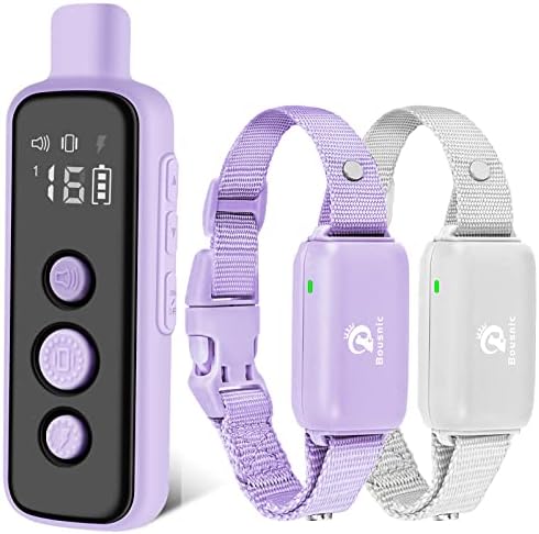 Bousnic Dog Shock Collar for 2 Dogs - (8-120lbs) Waterproof Rechargeable Electric Dog Training Collar with Remote for Small Medium Large Dogs with Beep Vibration Safe Shock Modes(Purple)