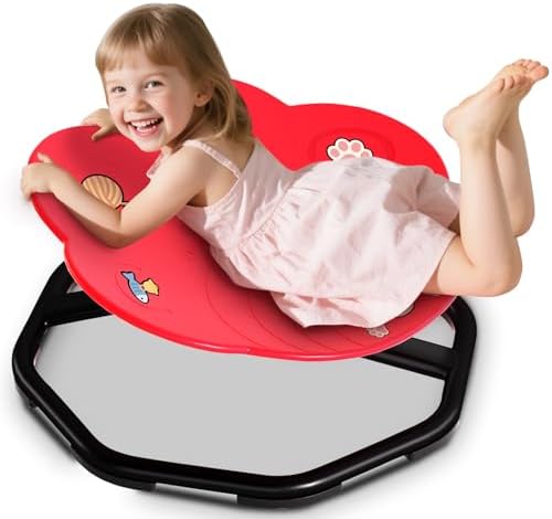 Cat Paw Spinning Chair for Autistic Kids, Sensory Swivel Chairs Sit and Spin Toys, Autism ADHD Training Body Coordination Product Christmas Toys for Kids 5-7 - Red