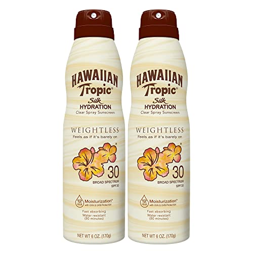 Hawaiian Tropic Silk Hydration Weightless Continous Spray, SPF 30, 6 oz (170 g) each (Pack of 2)