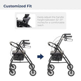 Drive Medical R726BK Foldable Rollator Walker with Seat, Black