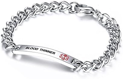 VNOX Medical Alert ID Bracelet - Mens Womens Stainless Steel ID Tag Medical Alert Emergency Bracelet,7.2/8/8.4 Inches