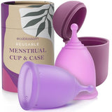 EcoBlossom Reusable Menstrual Cup and Case - The Most Reliable Medical Grade Silicone Period Cups - Comfortably use for 12 Hours (Small (Pack of 2), Round Stem & Case)