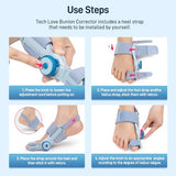 Tech Love Bunion Corrector for Women Men Big Toe, Adjustable Knob Bunion Brace Splint, Bunion Relief Orthopedic Toe Straightener, with Anti-slip Heel Strap with Toe Seperator