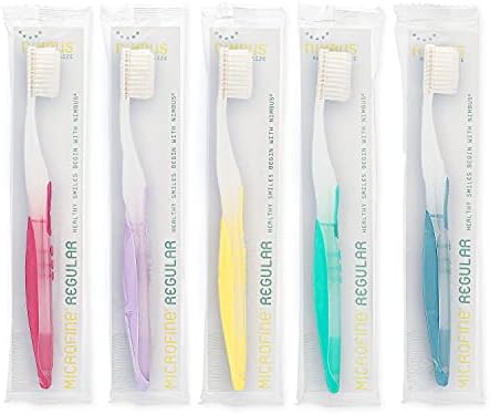 NIMBUS Extra Soft Toothbrushes (Regular Size Head), Periodontist Design Tapered Bristles for Sensitive Teeth & Receding Gums (5 Pack, Colors May Vary)
