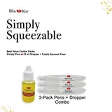 Bliss Kiss Simply Pure Dropper with Refillable Cuticle Squeeze Pen 3-Pack Kit (Fragrance Free, 3-Pens)