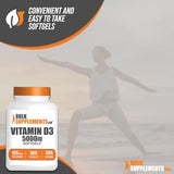 BulkSupplements.com Vitamin D3 5000IU Softgels - Cholecalciferol, D3 Supplement, Vitamin D 5000 IU - 1 Vitamin D3 Softgel (125mcg of Vitamin D) per Serving, 365 Count (Pack of 1)