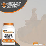 BULKSUPPLEMENTS.COM Niacin Capsules - Vitamin B3 Supplement, Niacin 500mg - Niacin Flush, B3 Vitamins - May Cause Flushing, Gluten Free, 1 Vitamin B3 Niacin Capsule per Serving, 365 Capsules