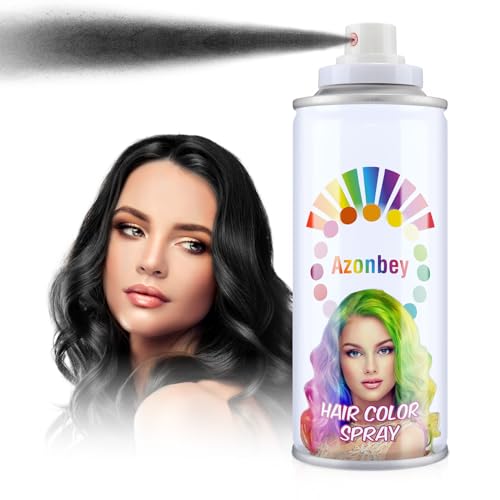 Black Hair Spray,Temporary Hair Color Wax,Azonbey Hair Wax Dye Pomades,Washable Hair Coloring Natural Hair Strong Style Gel Cream Hair Dye for Party,Hollowen,Cosplay. (Black, 120ml)