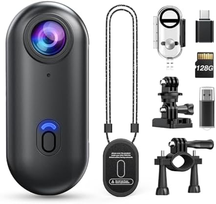 Z10 2K Action Camera, 128GB Wearable Sports Camera with Waterproof Case, Magnetic Clip, and Quick-Mount Accessories, Small Body Camera for Cycling, Diving, Travel, and Outdoor Adventures