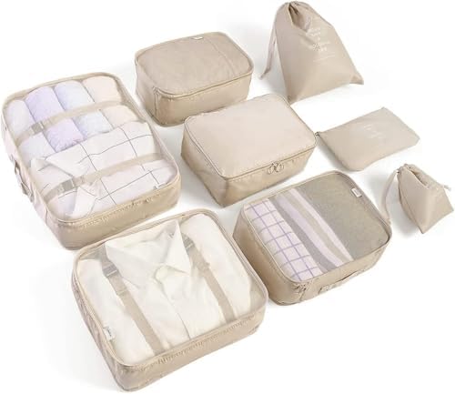 Packing Cubes for Suitcases Travel Luggage Organizers,8 Set Travel Essentials Luggage Organizer for Travel Accessories Shoe Bag Tioletry Bag Laundry Bag