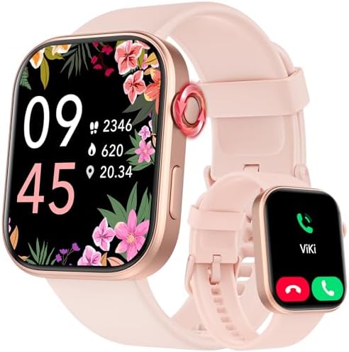 Tensky Smart Watch for Women Android & iOS, AI Voice, 1.99" AMOLED Fitness Tracker with Bluetooth Call, 3ATM Waterproof Heart Rate/Sleep/SpO2 Monitor, Pedometer, 100+ Sport Modes, 12 Days Battery Life