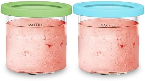 For Ninja Creami NC299AMZ & NC300s Series Ice Cream Makers, BPA-Free & Dishwasher Safe, 16 oz Pints with Lids 2 Pack - (Green/Blue)