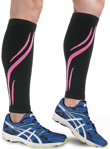 Calf Compression Sleeve for Men & Women 20-30 mmHg, Leg compression Sleeve, Footless Compression Socks (1 or 2Pair)