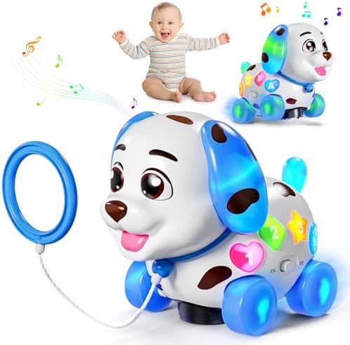 Musical Toy for 1 Year Old Boy Girl, Baby Toys 6-12-18 Months, Puppy Toddler Learning for 1 Year Old Girl Gift, Bilingual Educational with Music Light, 1st Birthday Gift for Boy, Toddlers