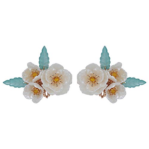 A Pair of Duckbill Clips White Pearl Flowers Hair Accessories Handmade Hair Clips for Women