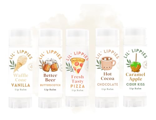 Pack of 5 Lip Balms for Kids - Stocking Stuffers for teens, tweens, toddlers Handmade chapstick funny unique gift ideas for littles