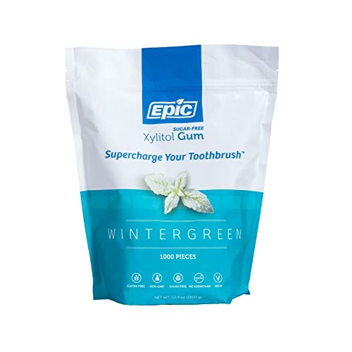 Epic Gum - Aspartame Free 100% Xylitol - Chewing Gum Sugar Free Gum - Wintergreen Flavored, 1000 Pieces (Pack of 1)