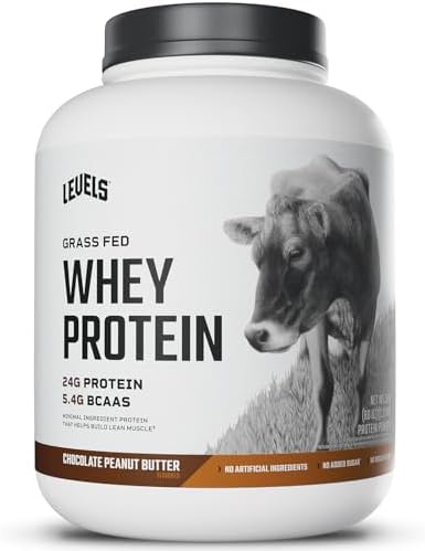 Levels Grass Fed Whey Protein Powder, No Artificials, 24G of Protein, Chocolate Peanut Butter, 5LB