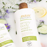 RAW SUGAR Simply Body Wash for Sensitive Skin - Moisturizing, Nutrient-Rich Gentle Bath & Shower Gel, Formulated without Sulfates and Parabens & Vegan (Pack of 3)