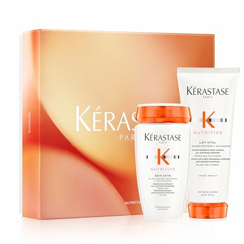 Kérastase Nutritive Hydrating Shampoo & Conditioner Set For Fine to Medium Dry Hair - Gently Cleanses and Replenishes Moisture For Soft, Shiny Hair With Niacinamide