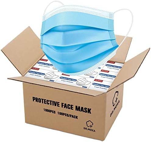 DR.MOXA Face Masks Disposable Made in USA, ASTM F2100-21 Level 3 Standards, PFE> 98%, 3 Ply Medical Grade Face Masks