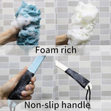 Jxicleang Back Scrubber for Shower, Back Loofah with Non-Slip Handle, Shower Loofah with Handle, Soft Nylon Mesh Sponge On a Stick for Men Women Elderly Kids (2 Pack= Blue+ White)