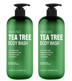 Tea Tree Body Wash & Shower Gel with Vitamin E for Jock Itch, Eczema, Ringworm, Body Odor, Acne, Body Wash Women & Men with Added Body Oils, LARGE 20.2 FL Oz Bottle (Tea Tree, Pack of 2)