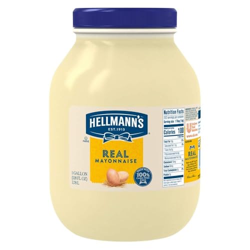 Hellmann's Real Mayonnaise Jar, Condiment for Sandwiches, Salads, Mayo Made with 100% Cage Free Eggs, Gluten Free 1 gallon 128 oz, Pack of 1