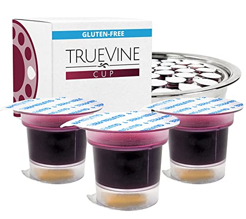 TrueVine Top & Bottom Communion Cups and Wafer Set - Prefilled Cups with Gluten Free Bread & Grape Juice - Carefully Packaged & Easy to Open, Ideal First Communion (500 Count)