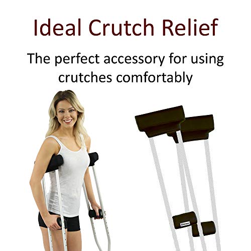 Crutcheze Premium USA Made Crutch Pad and Hand Grip Covers | Comfortable Underarm Padding Washable Breathable Moisture Wicking Odor Reducing- Accessories for Adult & Youth Crutches (Black)