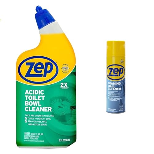 Zep Toilet Bowl Cleaner 32 Oz and Foaming Wall Cleaner 18 oz Bundle