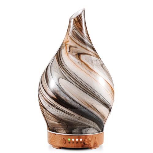 Porseme 100ml Glass Essential Oil Diffuser Aromatherapy Ultrasonic Cool Mist Humidifier 4 Running Hours Waterless Auto-Off Air Diffusers for Sleeping,Yoga,Office Working Spa and Rest (Deep Desert)