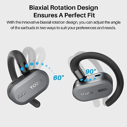 TOZO O2 True Open Ear Wireless Headphones - Black (Renewed)