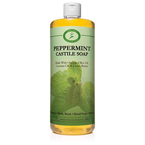 Carolina Peppermint Castile Soap Liquid – Skin-Softening Olive Oil Soap Organic Body Wash – Pure Castile Soap Peppermint Liquid Soap – Vegan Castille Soap Liquid (Peppermint, 32 ounces)
