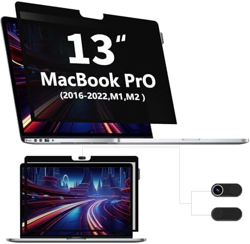 Privacy Screen Protector for MacBook Pro 13 inch, Removable Privacy Screen Filter for MacBook Air 13 Inch (2018-2021, M1) & MacBook Pro 13 In (2016-2022, M1, M2),Anti Fingerprint/Anti Blue Light Glare