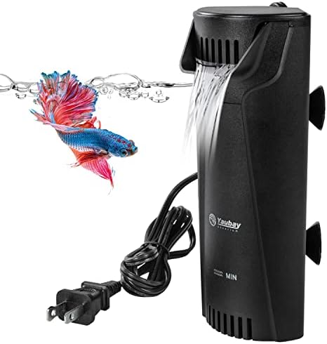 Quiet Internal Aquarium Filter, 3-Stage Bio-Filtration Low-Level Waterfall Small Power Filter with Protective Grate for Up to 10 Gallon Fish Turtle Shrimp Tank Filtration (Filter) (Filter)