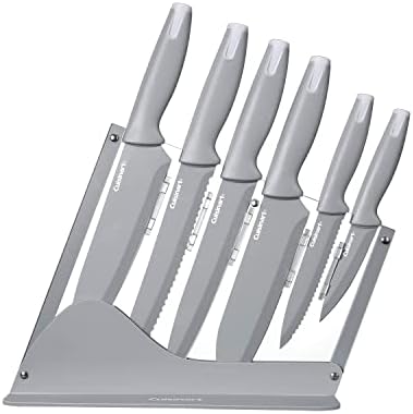 Cuisinart 7pc Ceramic Coated Cutlery Set with End Caps in Acrylic Stand, GREY