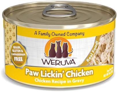 Weruva Classic Cat Food, Paw Lickin’ Chicken with Chicken Breast in Gravy, 3oz Can (Pack of 24)