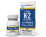 Superior Source K2 (MK-7) 100 mcg, with D3 (5000 IU) Supplement, Quick Dissolve MicroLingual Tablets, 60 Count, Strengthen Bones, Cardiovascular & Immune System Support, Joint Health, Non-GMO