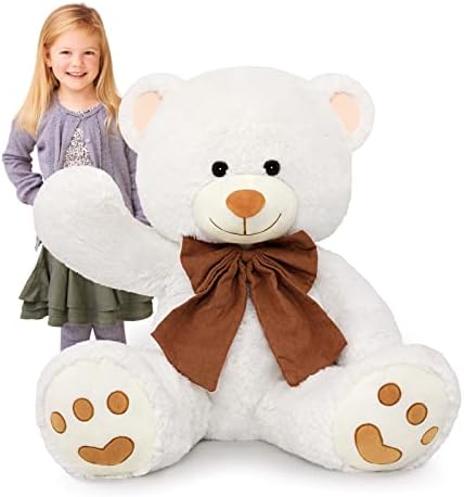 MorisMos Teddy Bear Stuffed Animal 39in,Giant Bear Plush for Girlfriend,Big Teddy Bear Toy,Huge Teddy Bear Gift for Boy Girl Valentine’s Day Birthday Wedding,Large Teddy Bear,White Bear Plush Pillow