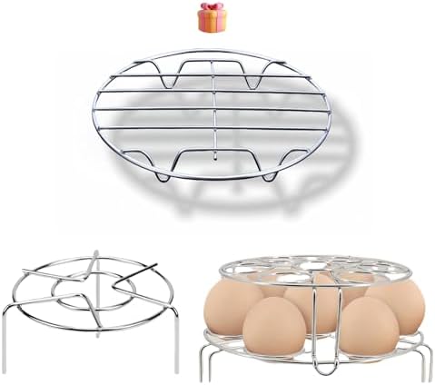 304 Stainless Steel Steam Rack for Instant Pot Cooking Trivet Rack Holder Egg Steamer Basket Trivet Food Stand Air Fryer Rack for Pressure Cooker, Set of 3 (3)