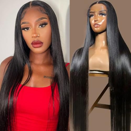 18 Inch Lace Front Wigs Human Hair 13x6 Straight Human Hair Lace Front Wigs Pre Plucked Glueless Wig HD Transparent Human Hair Wigs for Black Wome 200 Density Natural Color