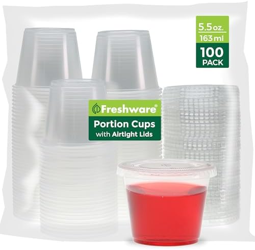 Freshware Portion Cups, 5.5 oz - 100 sets, Clear