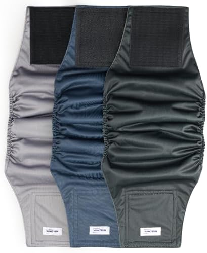 Washable Male Dog Diapers Reusable, Premium Dog Belly Bands for Male Dogs Medium, Pack of 3, High Absorbing Male Dog Pee Wraps for Doggie in Incontinence or Excitable Urination and Training(M)