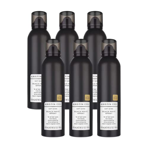 Kristin Ess Hair Soft Shine Beach Wave Hair Spray for Soft Texture + Shine, Non-Drying, Wavy Hair Styling Product, 6.7 oz (Pack of 6)