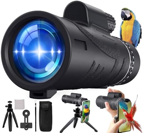 2024 New 80x90 HD High Powered Monocular Telescope with Smartphone Adapter and Tripod,Monoculars for Adults,Clear View,Monocular for Bird Watching