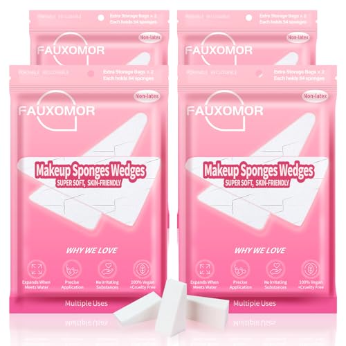 432 Pcs Mini Makeup Sponges Wedges for Face Foundation, Latex-Free Triangle Cosmetic Make Up Sponge for All Skin Types, Beauty Blender for Flawless Application and Blending with Eight Pouches