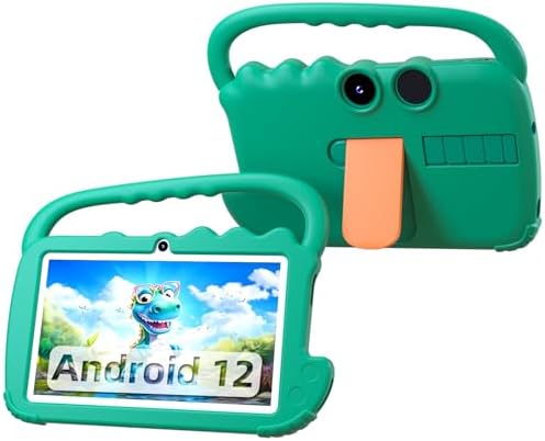 Kids Tablet 7 inch for Boy Girls, Android 12 Tablets for Kids 4GB RAM 32GB ROM Toddler Tablet WIFI Bluetooth Safety Eye IPS Screen, Parental Control, Dual Camera Shockproof Case for Educational, Games