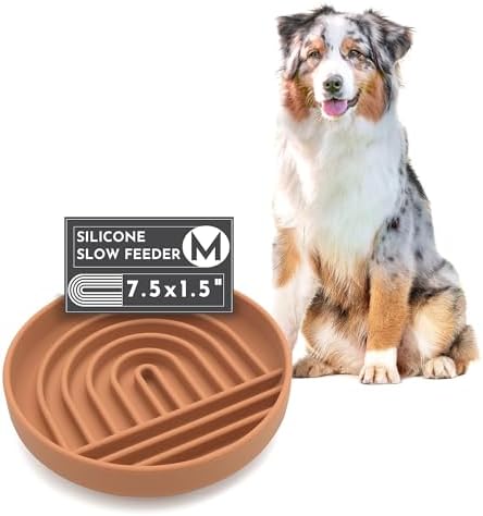 The Slowdown Bowl - Silicone Slow Feeder for Dogs & Puppies, Slow Eating, Modern Lick Mat Design, Reduces Gulping, Dishwasher Fit, for All Breed, Mealtime Challenge, Medium-Terracotta